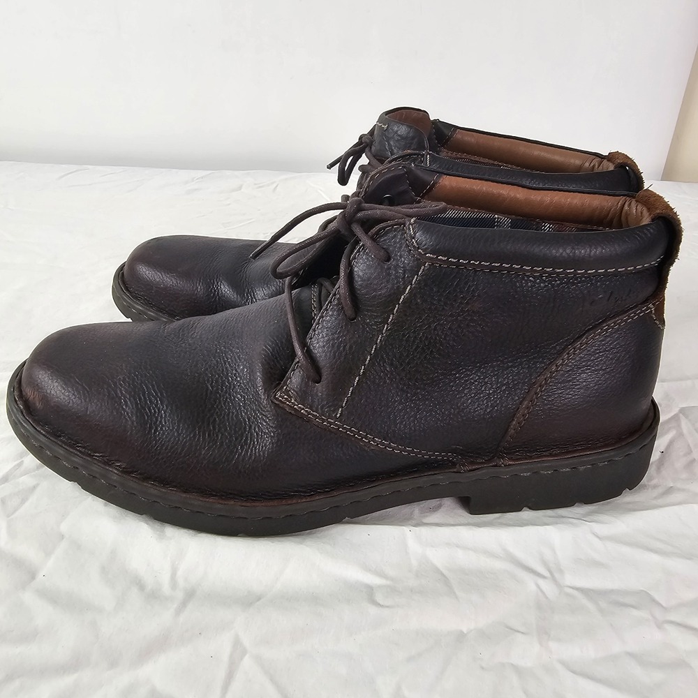 Clarks Boots Mens Stratton Limit 12 M Dark Brown Leather Chukka 02528 Lace Up